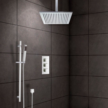 Chrome Plated Solid Brass Ceiling Mount Shower Set with Handheld Shower