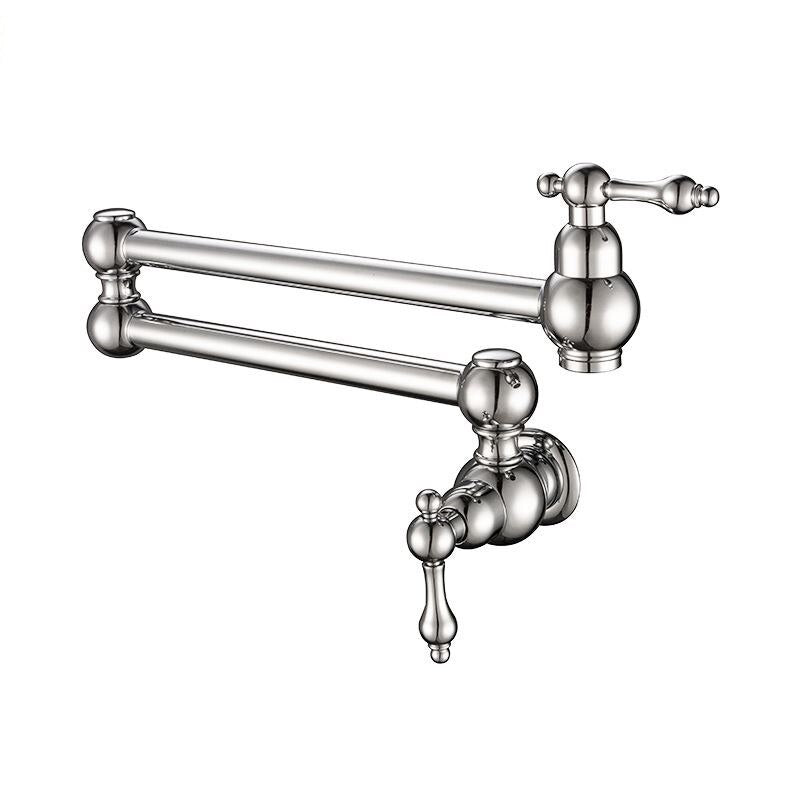 360 Foldable Brass Wall Mount Single Handle Kitchen Sink Cold & Hot Faucet