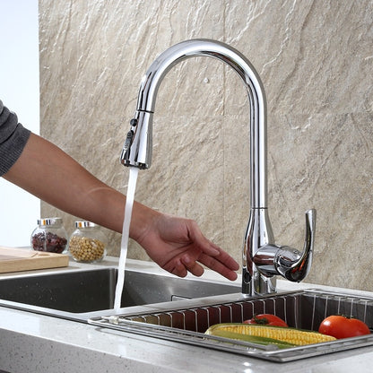 Dual Mode Sensor with Pull Down Sprayer Touchless Kitchen Sink Faucet