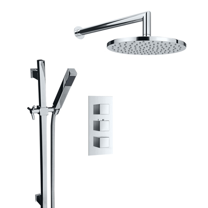 Juno Chrome Plated Wall Mount Shower Head Set with Hand Shower