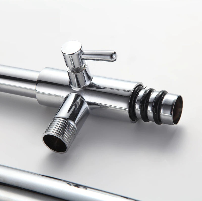 Juno Modern White & Chrome Adjustable Shower Bar with Single Handle 3 Way Shower Mixer Faucet Set