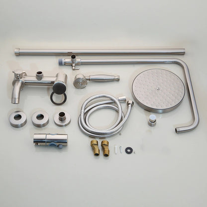 Juno 8 Inch Brushed Nickel Wall Mount 3 Function Rain Shower Head Handheld Spray Bathroom Shower Set