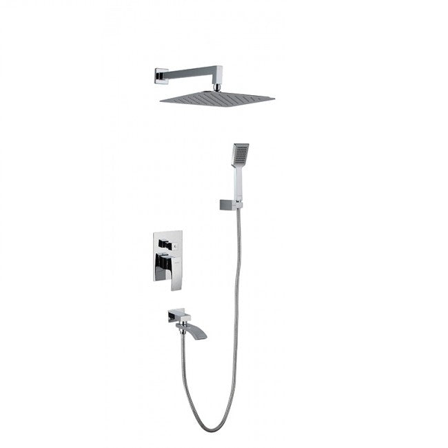Chrome Wall Mounted Rain Waterfall with Bathroom Handheld Shower Head