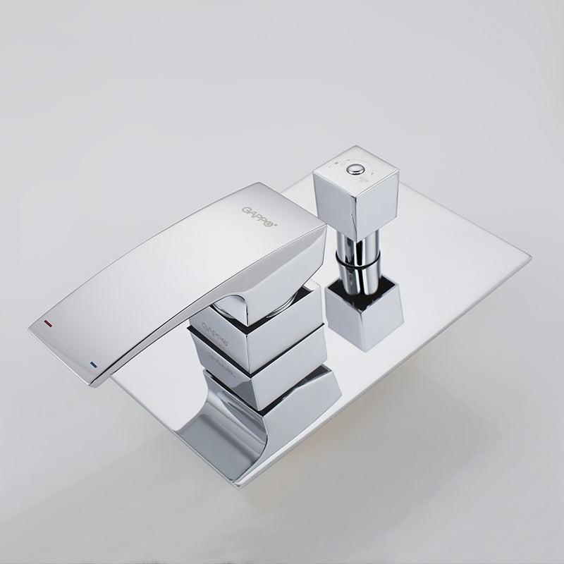 Chrome Wall Mounted Rain Waterfall with Bathroom Handheld Shower Head