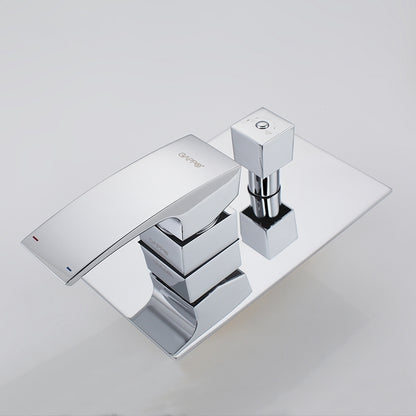 Chrome Wall Mounted Rain Waterfall with Bathroom Handheld Shower Head