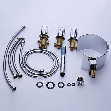 Triple Handel Chrome Roman Bathtub Faucet and Hand Held Shower