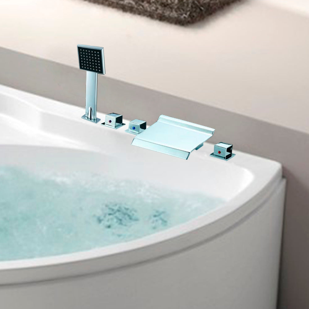 Chrome Widespread Waterfall with square handheld