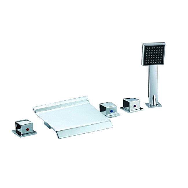 Chrome Widespread Waterfall with square handheld