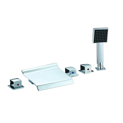 Chrome Widespread Waterfall with square handheld