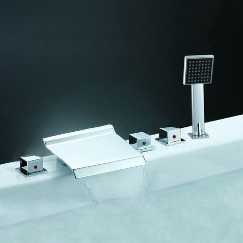 Chrome Widespread Waterfall with square handheld