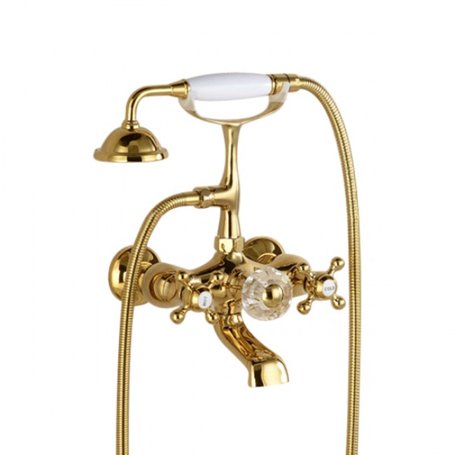 Classic Brass Gold Bathroom Faucet Dual Handle Mixer Tap 