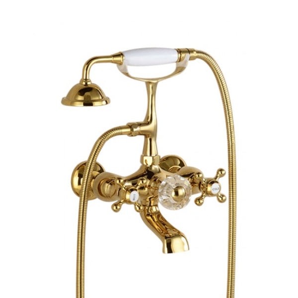 Classic Brass Gold Bathroom Faucet Dual Handle Mixer Tap