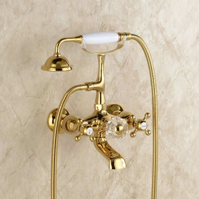 Classic Brass Gold Bathroom Faucet Dual Handle Mixer Tap  1