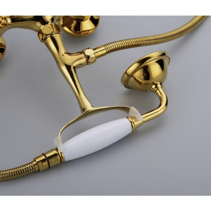 Classic Brass Gold Bathroom Faucet Dual Handle Mixer Tap  4