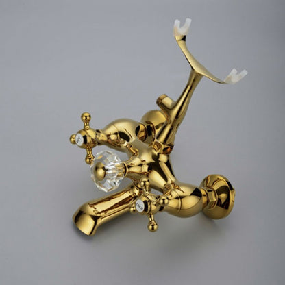 Classic Brass Gold Bathroom Faucet Dual Handle Mixer Tap  2