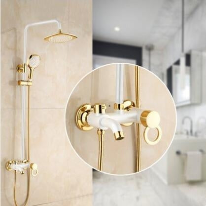 Classic Look Wall Mounted Dual Handle Bathroom Shower with Hand-Held Shower