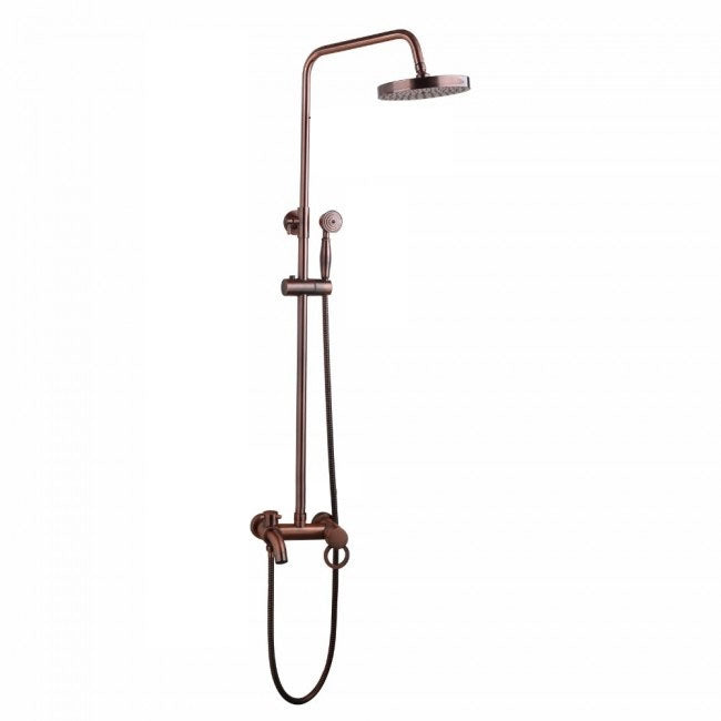 Classic Round Rose Gold Wall Mount Single Handle Shower with Hand Held Shower 