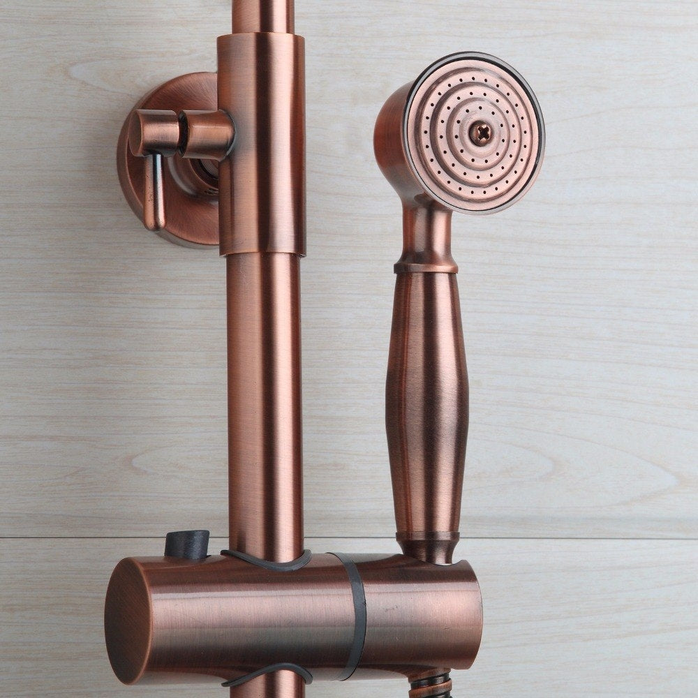 Classic Round Rose Gold Wall Mount Single Handle Shower with Hand Held Shower 