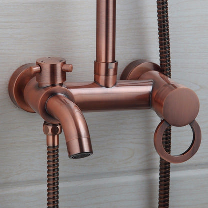 Classic Round Rose Gold Wall Mount Single Handle Shower with Hand Held Shower 