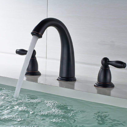 Double Handle Chrome Finish Widespread Bathroom Sink Faucet