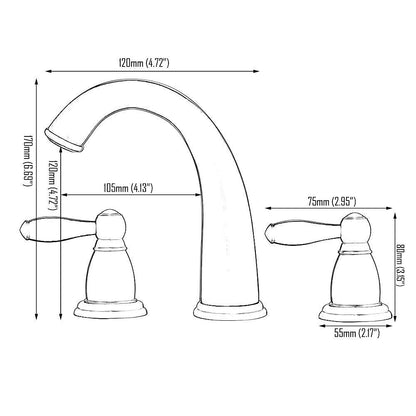 Double Handle Chrome Finish Widespread Bathroom Sink Faucet