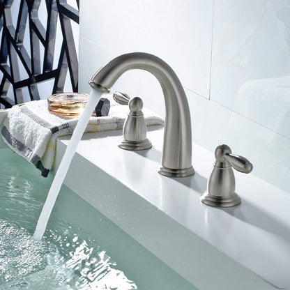 Double Handle Chrome Finish Widespread Bathroom Sink Faucet