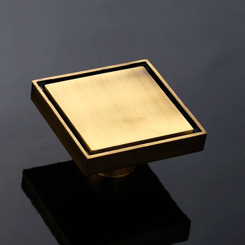 Colander Style Antique Brass Square 4” Bathroom Drain System