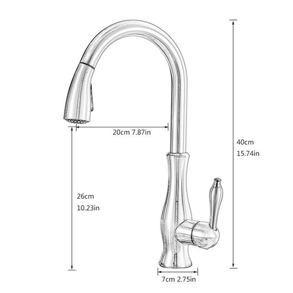 Venice Pull Out Deck Mount Single Handle Long Neck Kitchen Sink Faucet Hot & Cold Mixer Tap