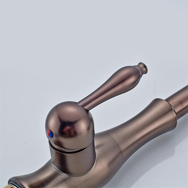 Venice Pull Out Deck Mount Single Handle Long Neck Kitchen Sink Faucet Hot & Cold Mixer Tap