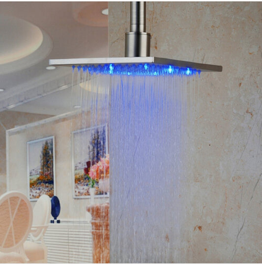 Rain Shower Head Color Changing LED Brushed Nickle Finish