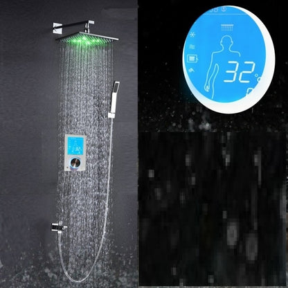 Juno Color Changing LED Shower Head Set With Wall Mount Digital Display Temperature Controller