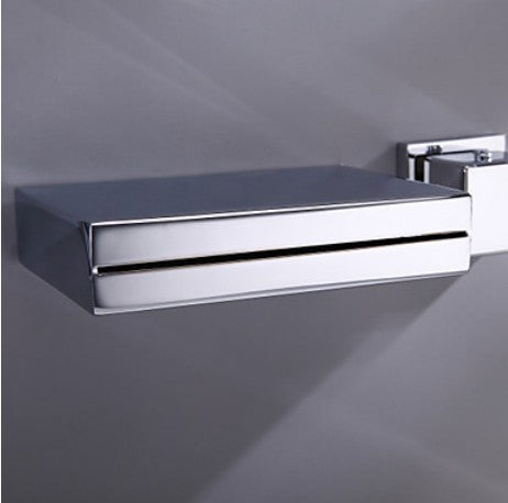 Wall Mount Square Dual Handle LED Bath Sink Waterfall Faucet