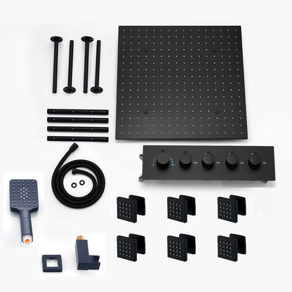 Commercial Black Rain Shower Head Set