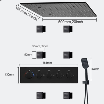 Commercial Black Rain Shower Head Set