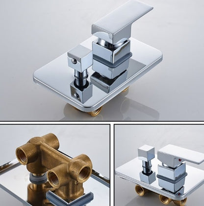 Contemporary Chrome Rainfall Shower Head with Hand-Held Shower & Faucet