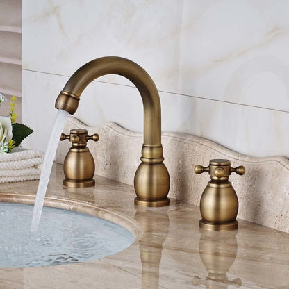 Contemporary Deck Mounted Dual Handle Bathroom Faucet