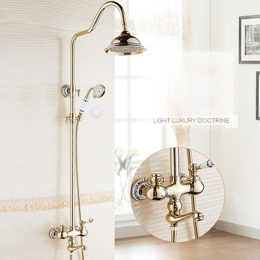 Contemporary Gold Bathroom Faucet Shower with Hand-Held Shower
