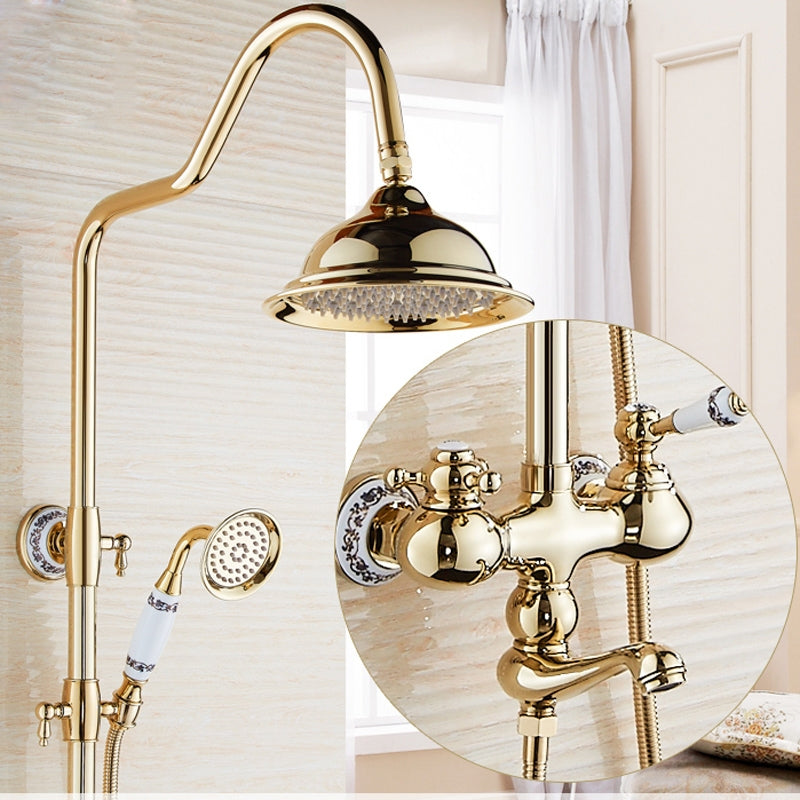 Contemporary Gold Bathroom Faucet Shower with Hand-Held Shower