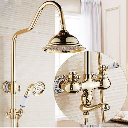 Contemporary Gold Bathroom Faucet Shower with Hand-Held Shower