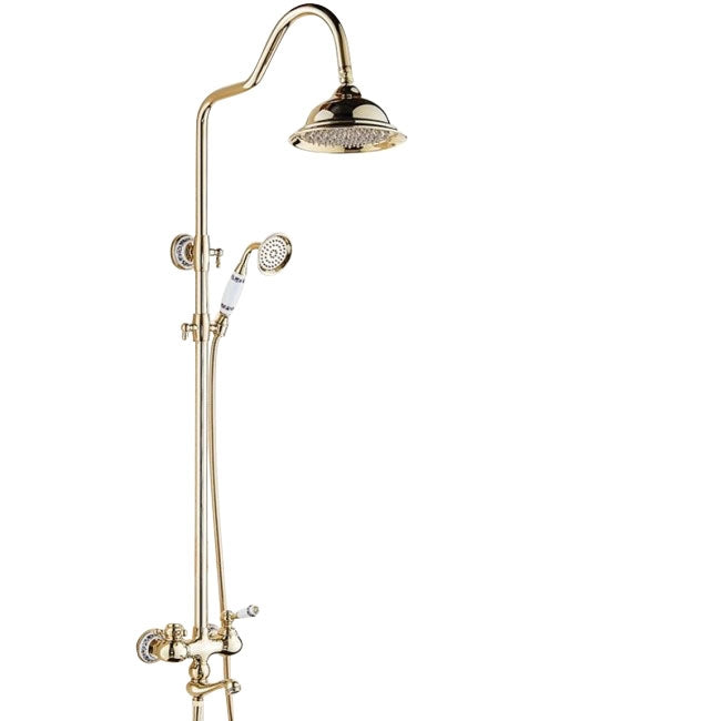 Contemporary Gold Bathroom Faucet Shower with Hand-Held Shower