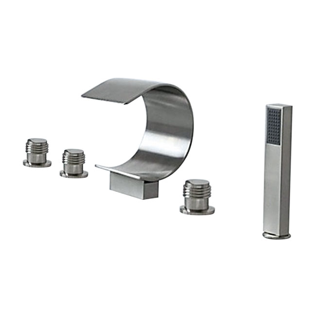 Brushed Nickel Waterfall Romen Tub Faucets with Hand Shower