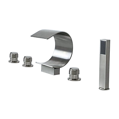 Brushed Nickel Waterfall Romen Tub Faucets with Hand Shower