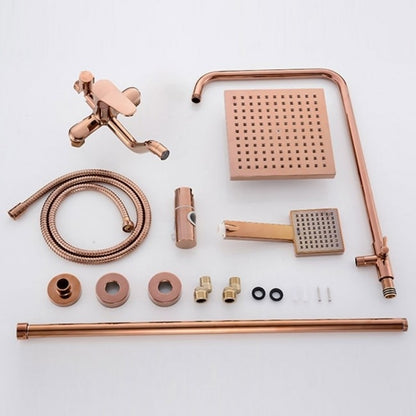 Juno Contemporary Rose Gold Square 8 Inch Rain Shower Faucet Mixer Shower Head