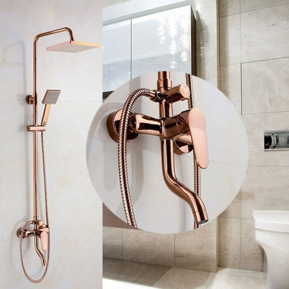 Juno Contemporary Rose Gold Square 8 Inch Rain Shower Faucet Mixer Shower Head