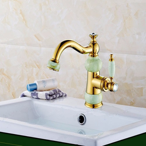 Crystal Home Decorative Gold Bathroom Sink Concrete Mixer Basin Faucets