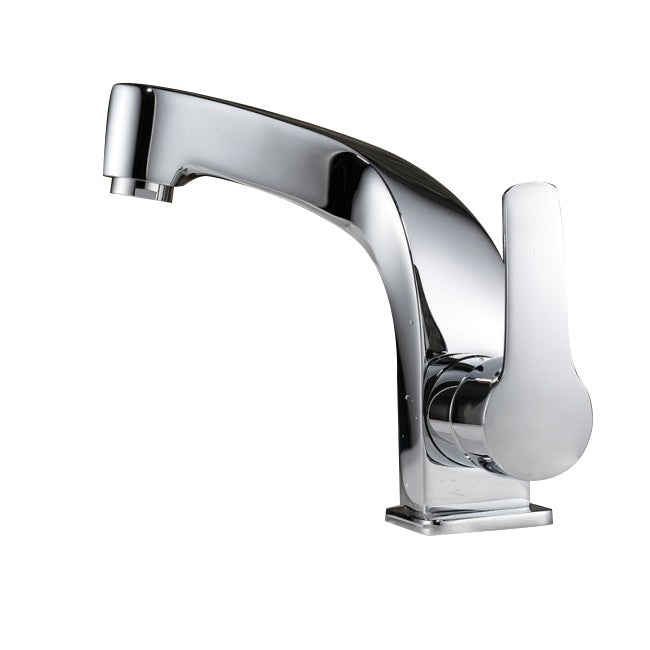 Curved White Chrome Single Handle Bathroom Faucet