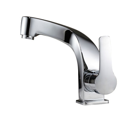 Curved White Chrome Single Handle Bathroom Faucet
