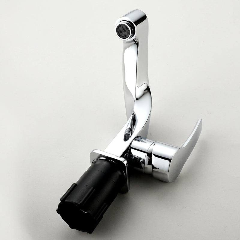 Curved White Chrome Single Handle Bathroom Faucet