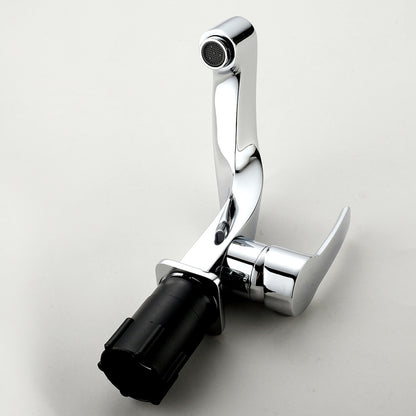 Curved White Chrome Single Handle Bathroom Faucet