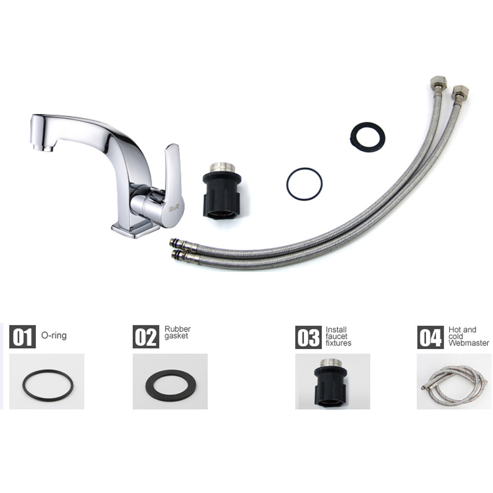 Curved White Chrome Single Handle Bathroom Faucet